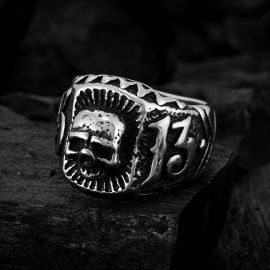 Gothic Skull 13 Inscribed Stainless Steel Ring