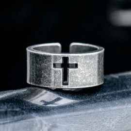 Hollow Cross Stainless Steel  Ring