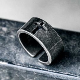 Hollow Cross Stainless Steel  Ring