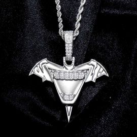 Iced Bat Wings and Mouth Pendant