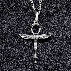 Iced Ankh Wings Pendant
