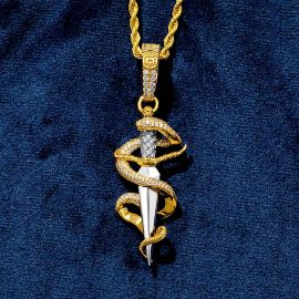 Iced Dagger and snake Pendant