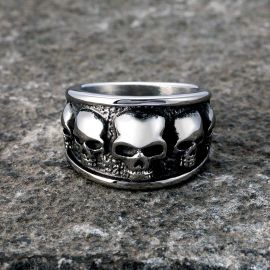Five Skulls Stainless Steel Ring