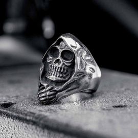 Grim Reaper Skull Stainless Steel Ring