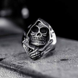Grim Reaper Skull Stainless Steel Ring