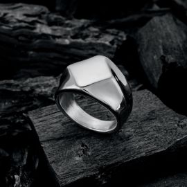 Flat-Top Signet Classy Stainless Steel Ring