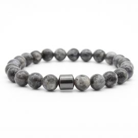8mm Grey Amphibole Magnetic Hematite Beads Bracelet