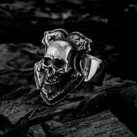Vintage Shield Skull Stainless Steel Ring