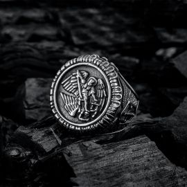Retro Archangel Saint Michael Stainless Steel Ring