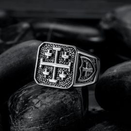 Jerusalem Cross Stainless Steel Ring