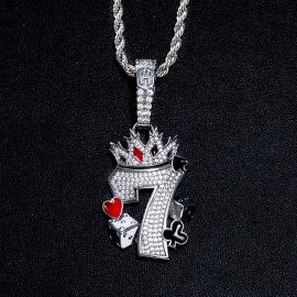 Crown 7 with Playing Card Suit and Dices Pendant