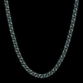Iced 8mm Emerald & Black Stones Cuban Chain in Black Gold