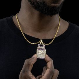 Iced 24 Jersey Pendant in Gold