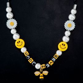Pearl Sunflower Smile Face Bee Necklace