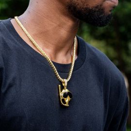 Diving Mask Pendant with Tennis Chain Set in Gold