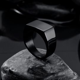 Retro Rectangle Stainless Steel Ring in Black