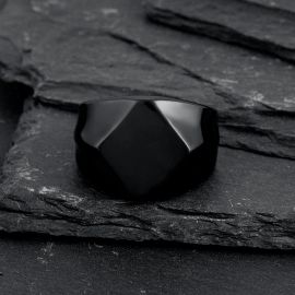 Black Flat-Top Signet Classy Stainless Steel Ring
