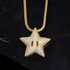 Iced Star Pendant in Gold