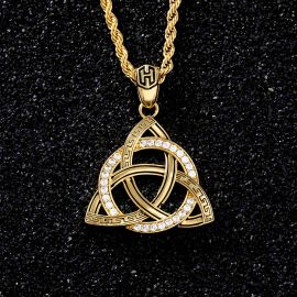 Iced Celtic Knot Pendant in Gold
