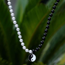Yin Yang Black and White Pearl Necklace