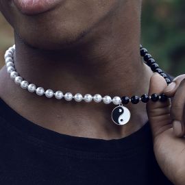 Yin Yang Black and White Pearl Necklace