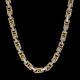 8mm Gold & Silver Titanium Steel Byzantine Chain