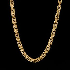 8mm Titanium Steel Byzantine Chain in Gold