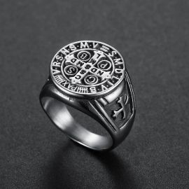 ST. Benedict Stainless Steel Cross Ring