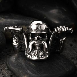 Cycling Pirate Stainless Steel Skull Ring