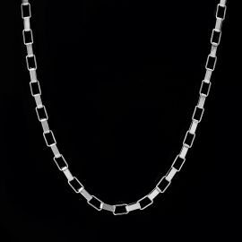 5mm Rectangle Link Chain in White Gold