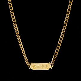 5mm Christian Signs Gold Bar Cuban Necklace