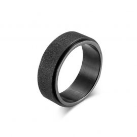 Men's Rotating Frosted Steel Simple Band in Black Gold