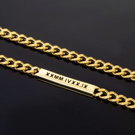 Women's 5mm Personalized Engraved Cuban ID Necklace in Gold