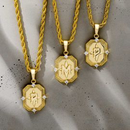 Women's Iced Gold A-Z Initial Letter Pendant