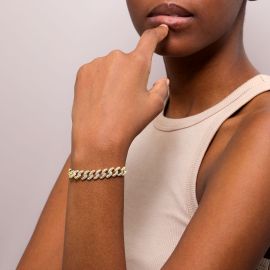 Women's Adjustable Iced Cuban Chain Bracelet in Gold
