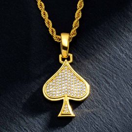 Women's Iced Playing Card Spade Pendant