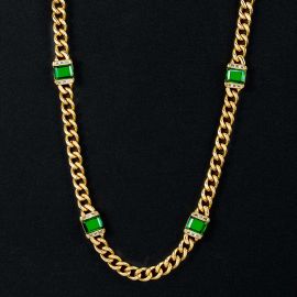 8mm Green Gems Cuban Necklace