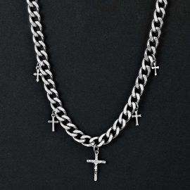 8mm Jesus Crucifixion Cross Cuban Necklace