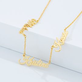 Personalized Three Nameplate Necklace