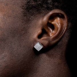 Iced Square Shape Stud Earring
