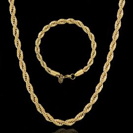 6mm Rope Chain Set in Gold