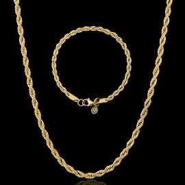 4mm Rope Chain Set in Gold