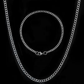 2.5mm Cuban Link Chain Set in White Gold