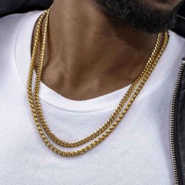 5mm Round Box+ 6mm Cuban Chain Set in Gold