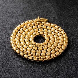5mm Round Box+ 6mm Cuban Chain Set in Gold