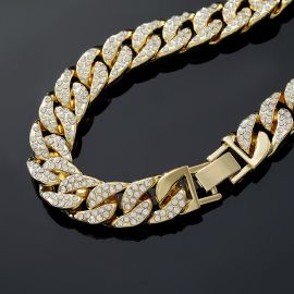 13mm Iced Cuban + 5mm Tennis Chain Set in Gold