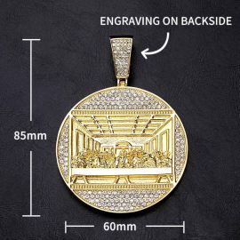 Iced Last Supper Pendant with 13mm Cuban Chain Set in Gold
