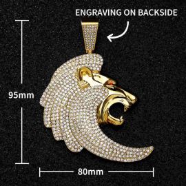 Iced Lion Head Pendant with 13mm Cuban Chain Set in Gold