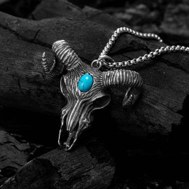 Ram GOAT with Turquoise Stainless Steel Pendant