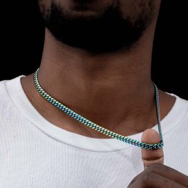 6mm Rainbow Stainless Steel Cuban Chain with Spring Clasp